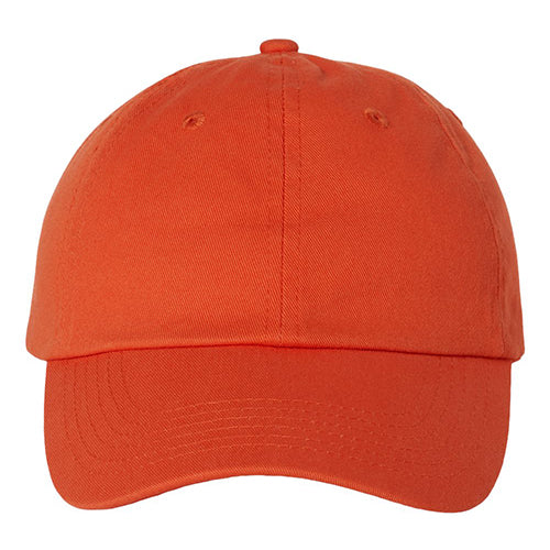 Orange baseball cap on a white background